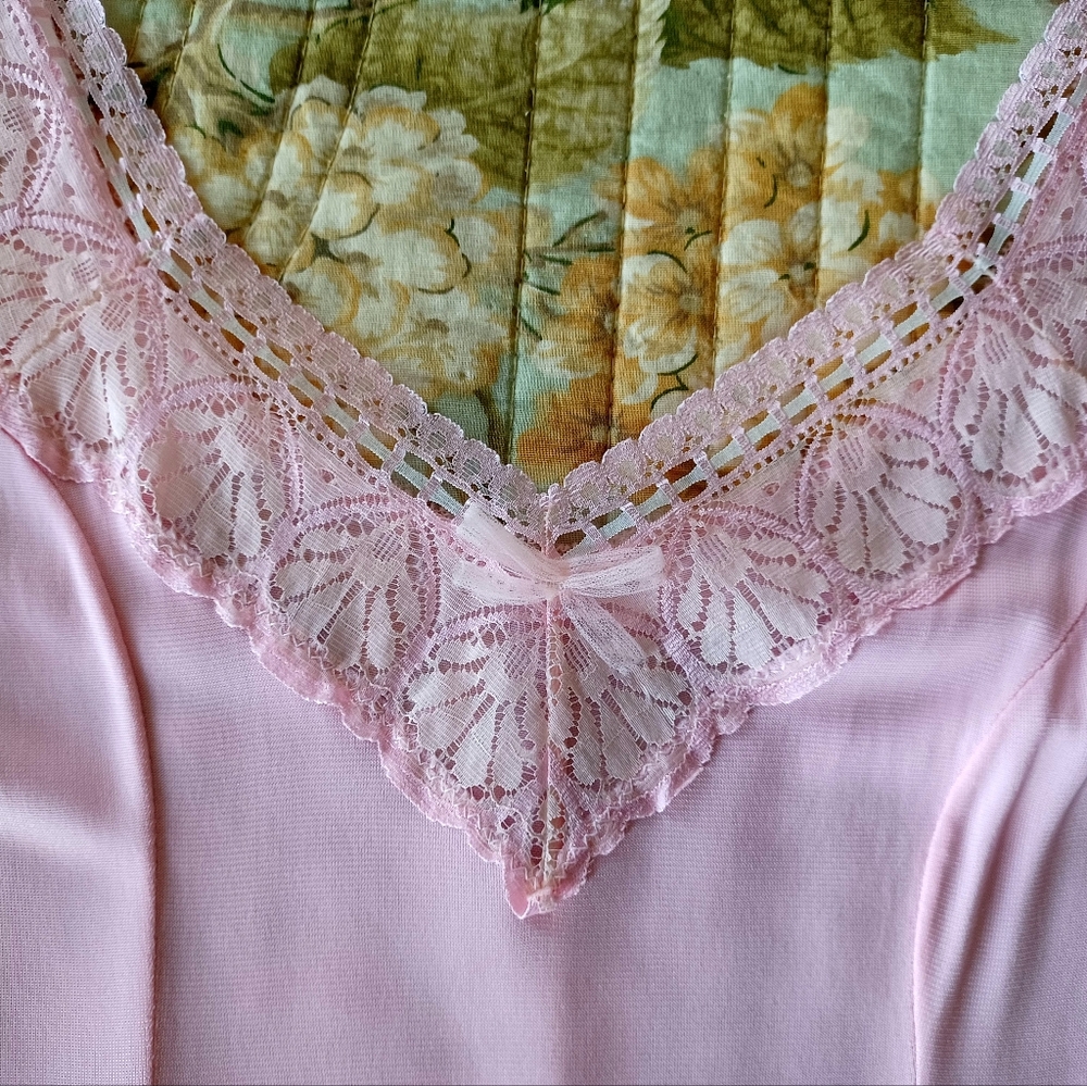 Vintage 80s Slip Dress With Lace Trim, Size S - Picture 4 of 12